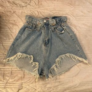 Light wash high waisted shorts